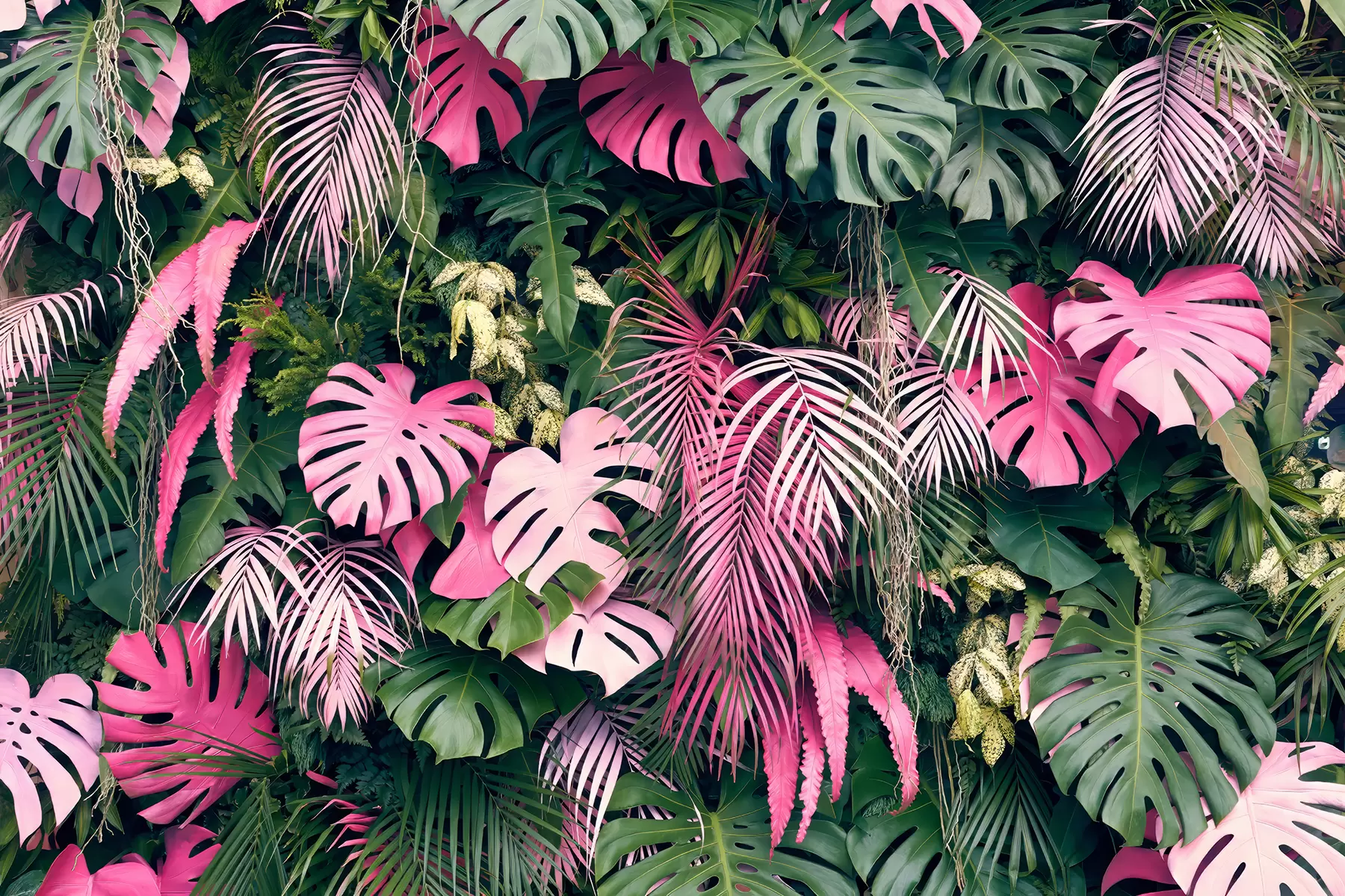 Fototapet Grönt och rosa lövverk u79682