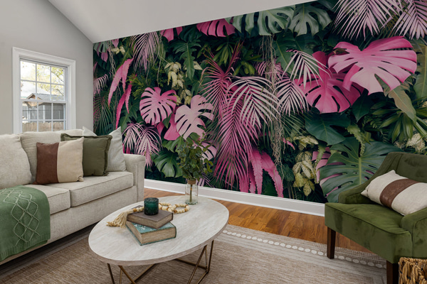 Fototapet Grönt och rosa lövverk, Fototapet Natur, u79682 : Uwalls.se
