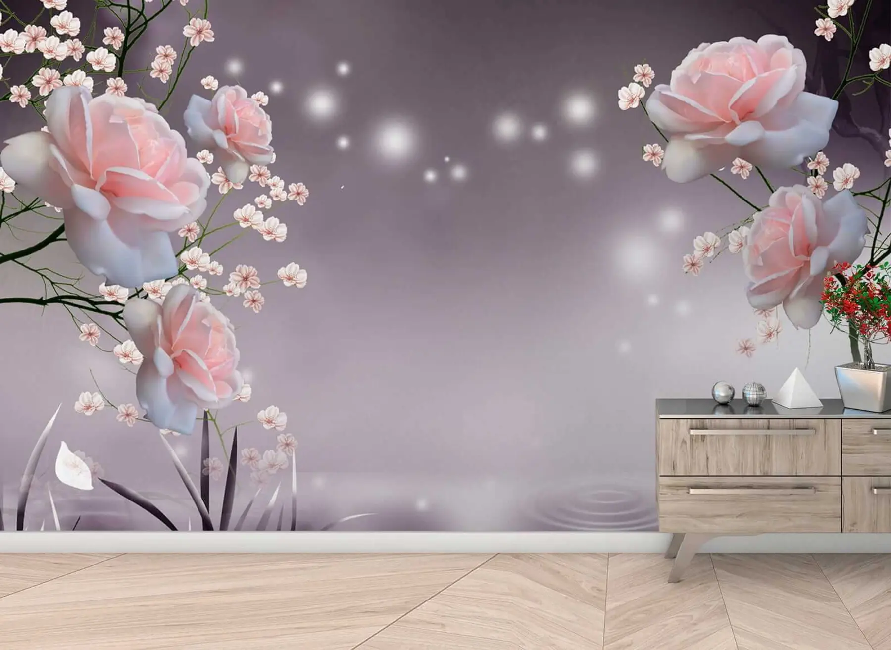 Fototapet Rosor på vattnet krusar u01045