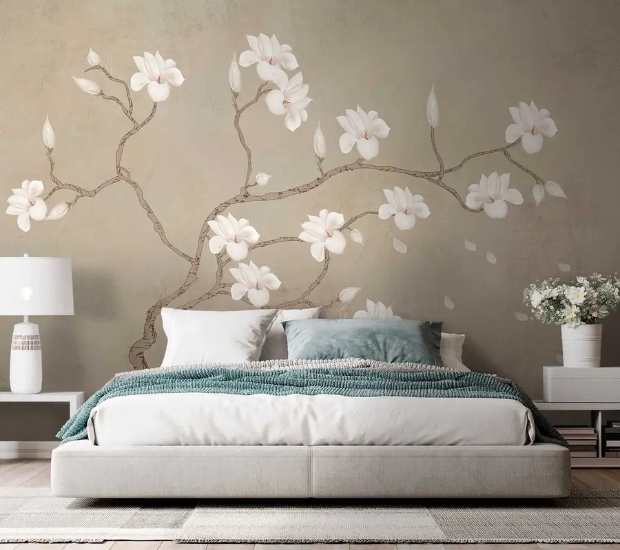 Fototapet Det blommande trädet av magnolia u17493