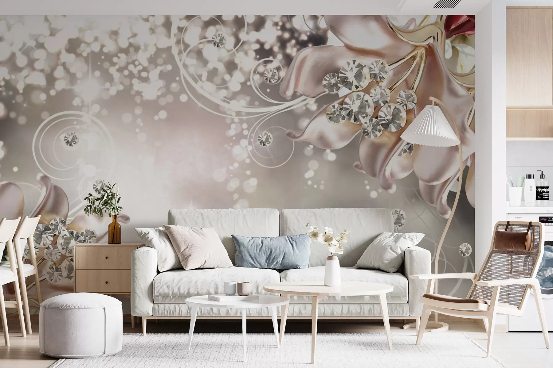 Fototapet Porslinsblommor och kristaller u17739