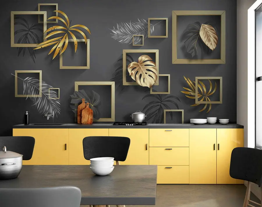 Fototapet Eleganta ramar med frodig lövdesign u20111