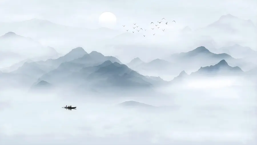 Fototapet Berg i dimman u23971