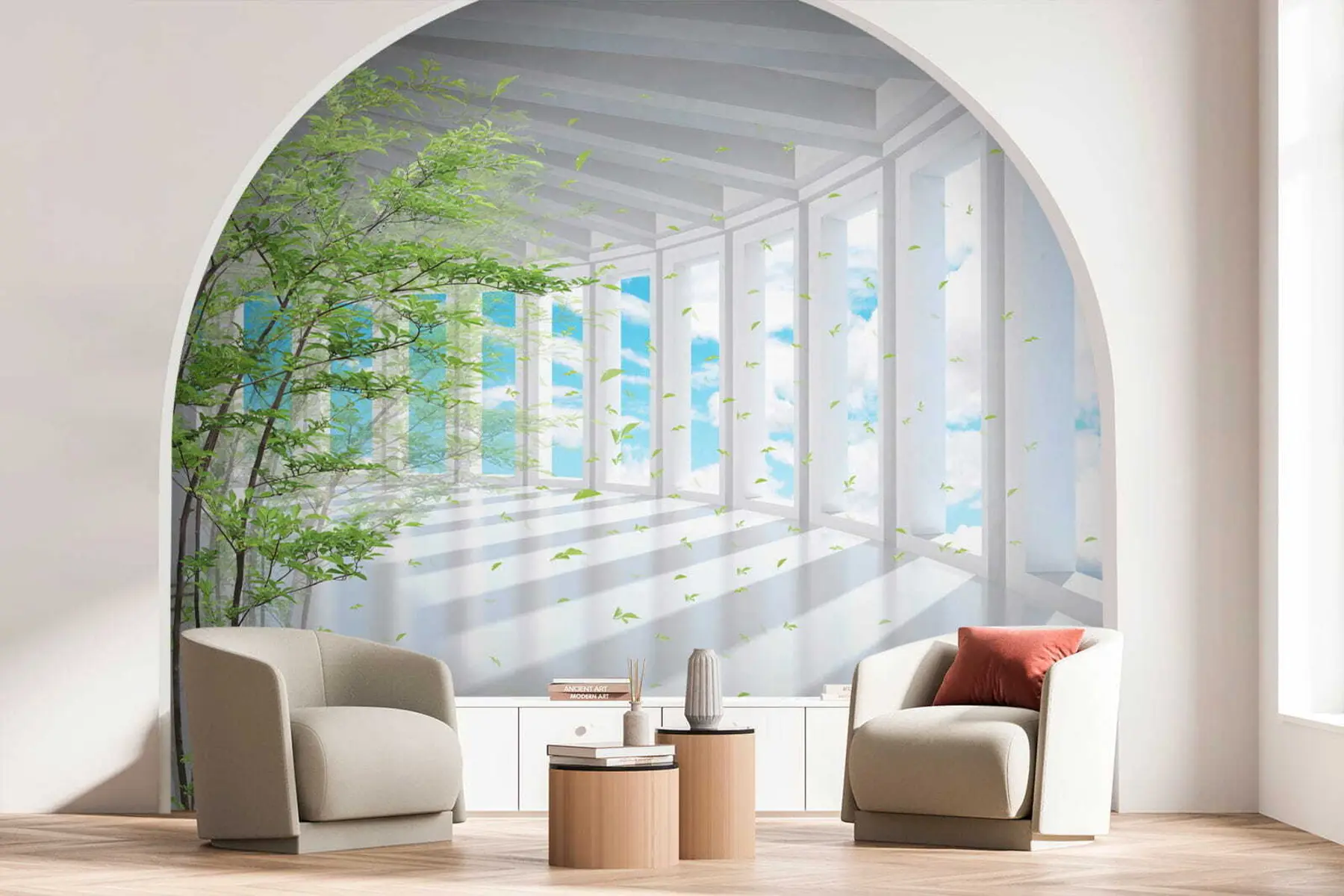 Fototapet Tunnel med molnvy u29922