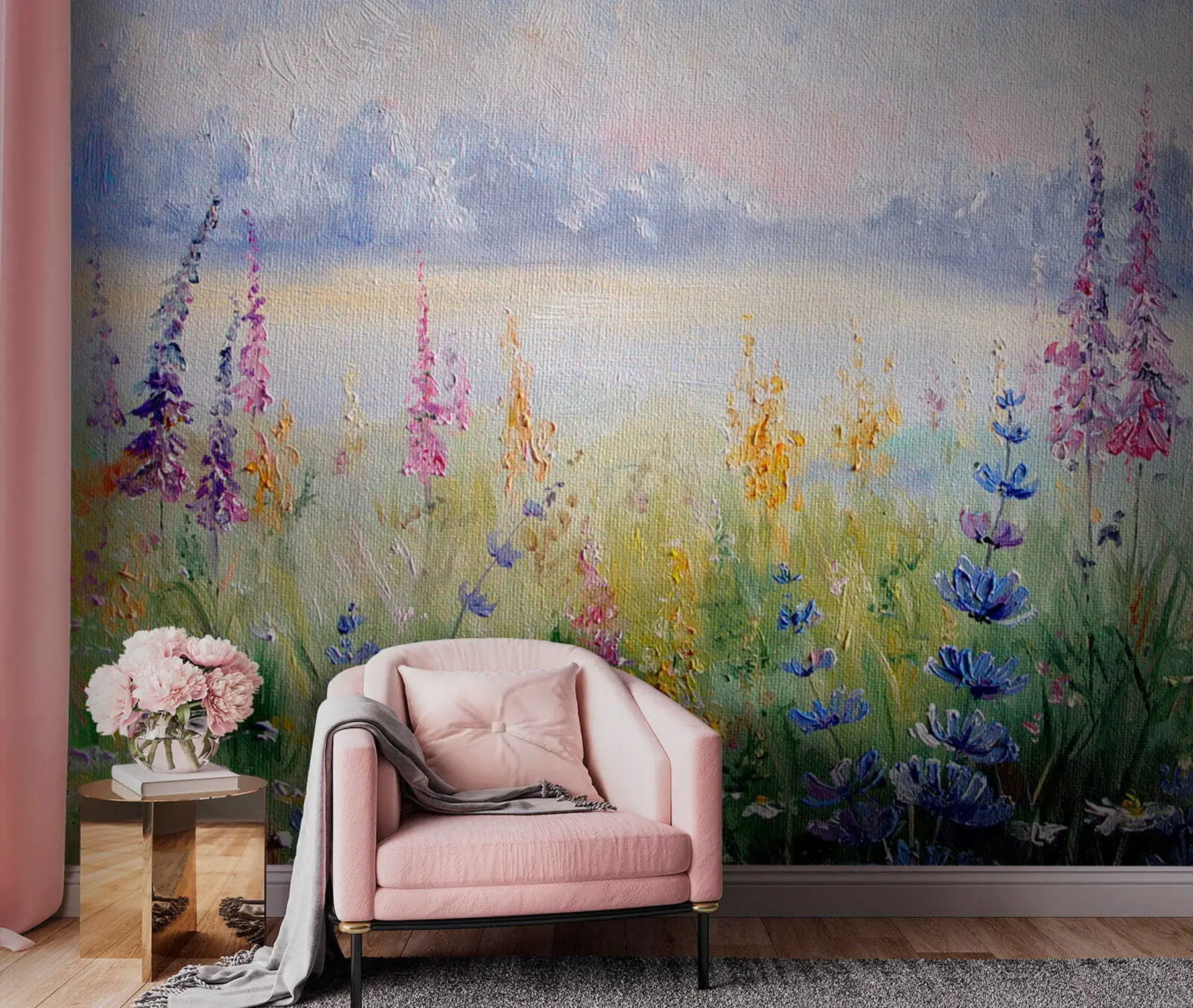 Fototapet Blomsteräng, oljemålning u30067