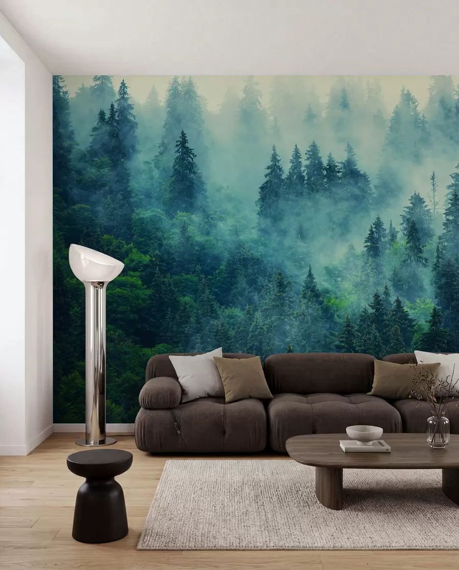 Fototapet Dimmig skog på morgonen u33150