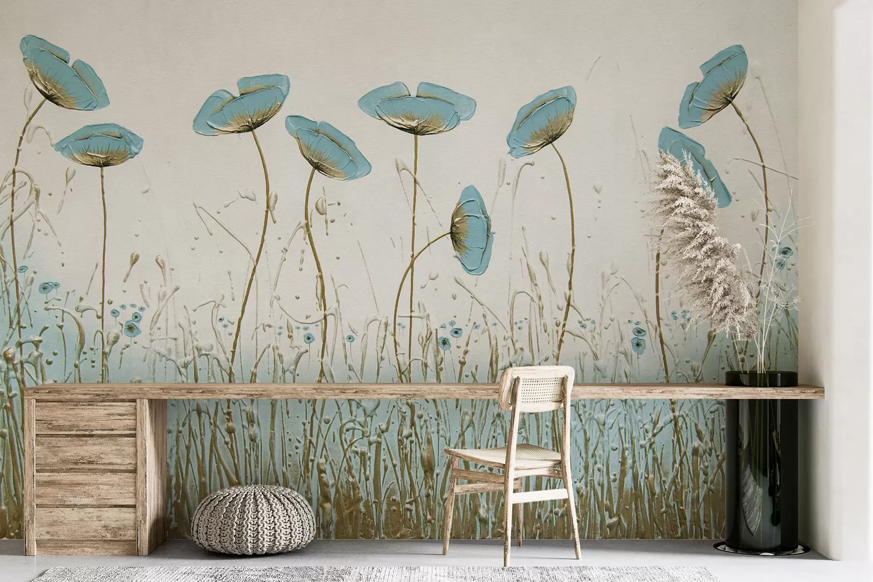 Fototapet Vallmo. Oljemålningar u34867