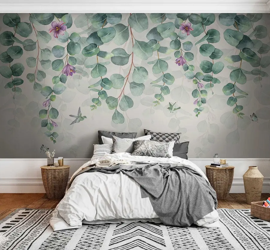 Fototapet Hängande grenar med blommor u36206