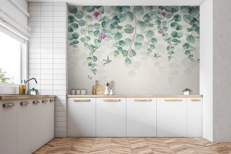 Fototapet Hängande grenar med blommor u36206