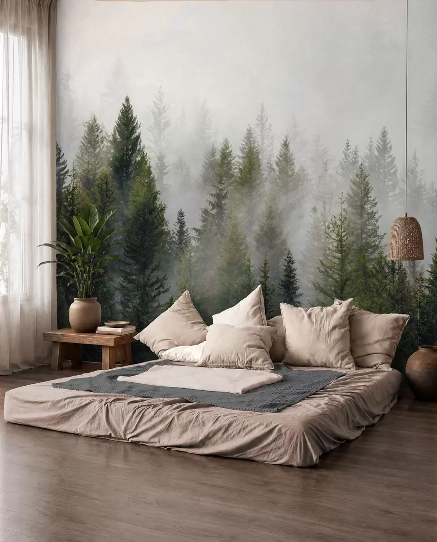 Fototapet Skog i dimman u37073
