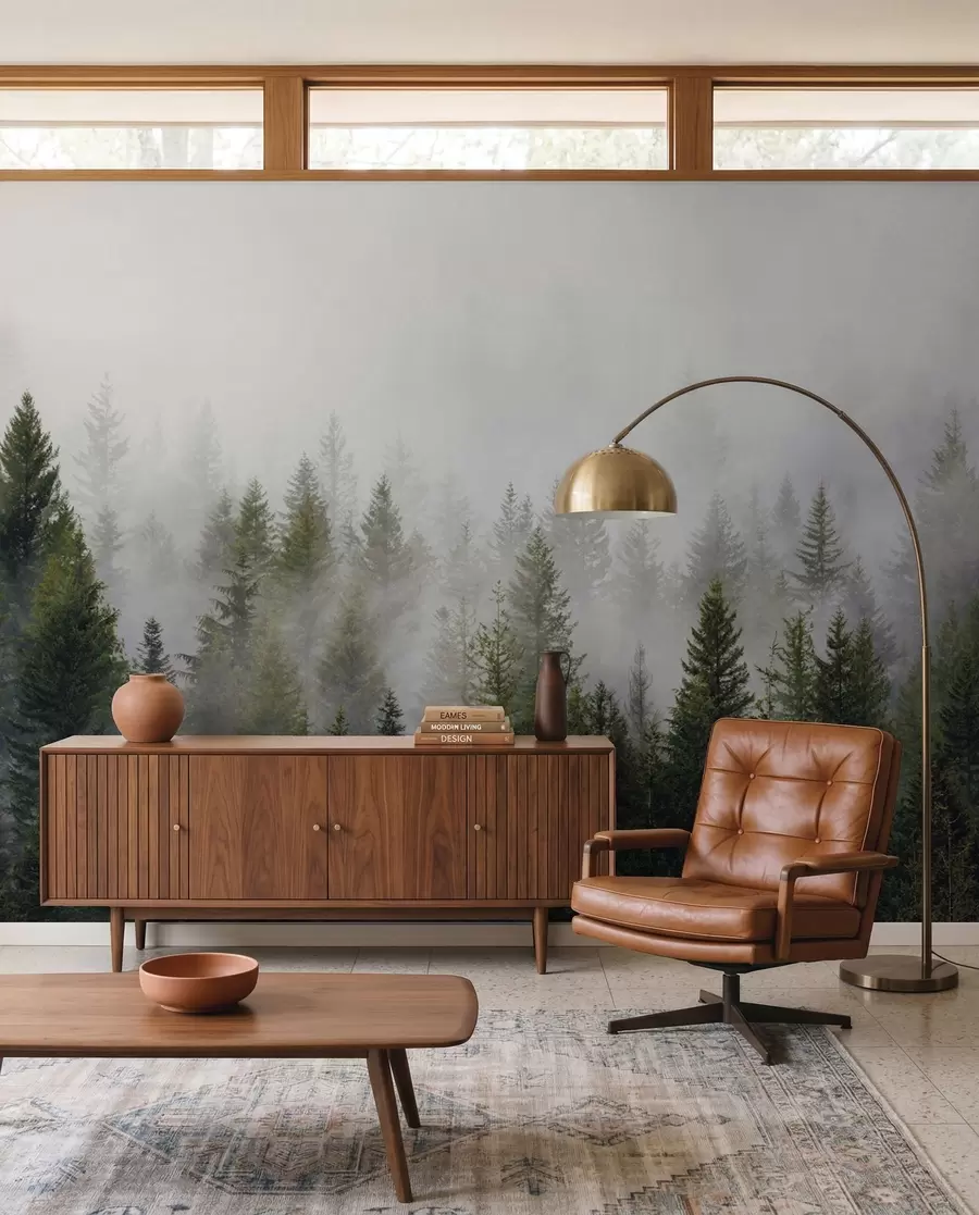 Fototapet Skog i dimman u37073