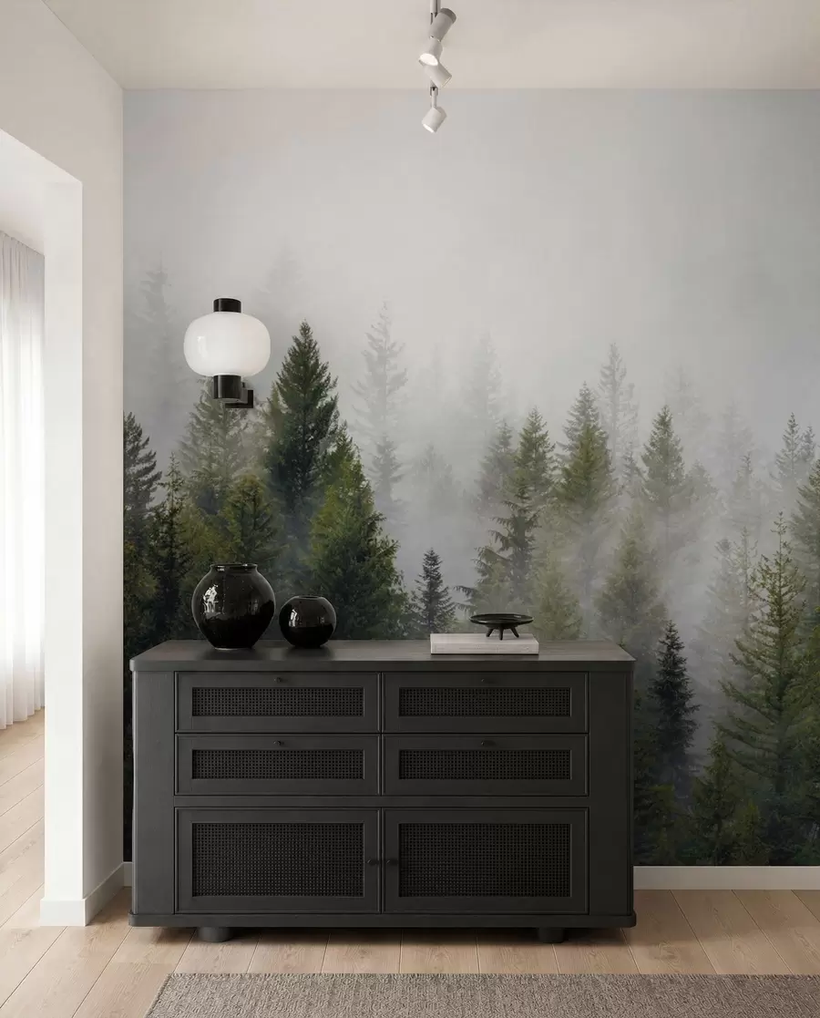 Fototapet Skog i dimman u37073