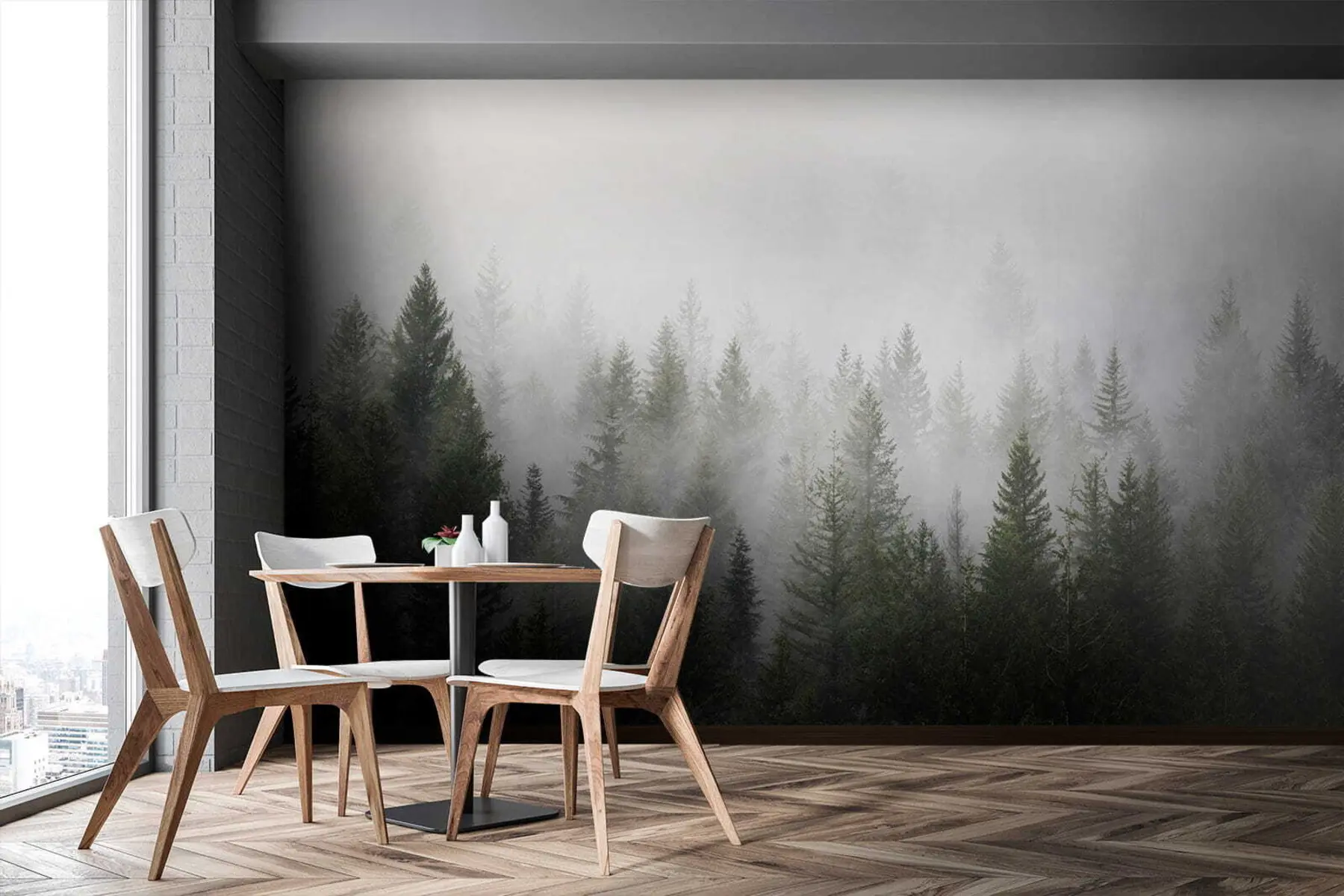 Fototapet Skog i dimman u37073