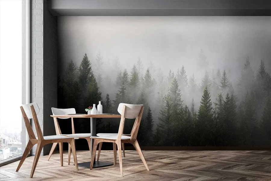 Fototapet Skog i dimman u37073