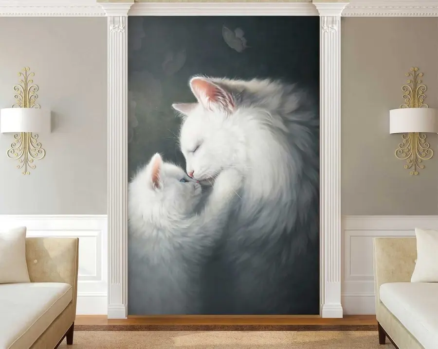 Fototapet Mamma katt och hennes kattunge u38551