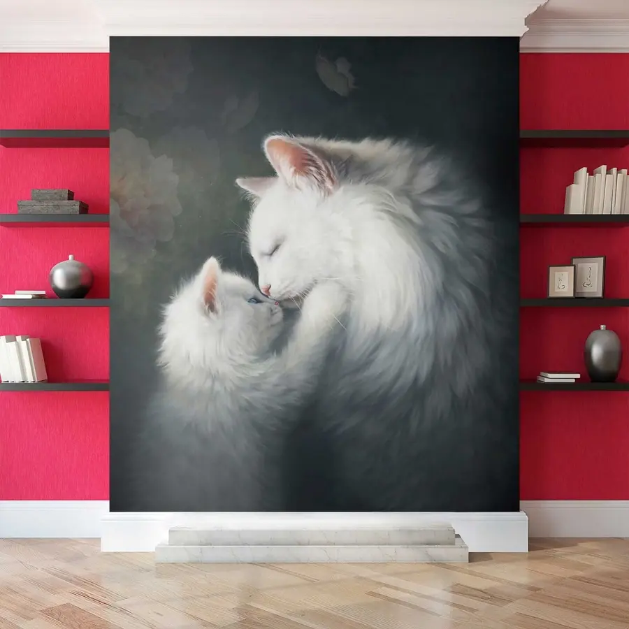 Fototapet Mamma katt och hennes kattunge u38551