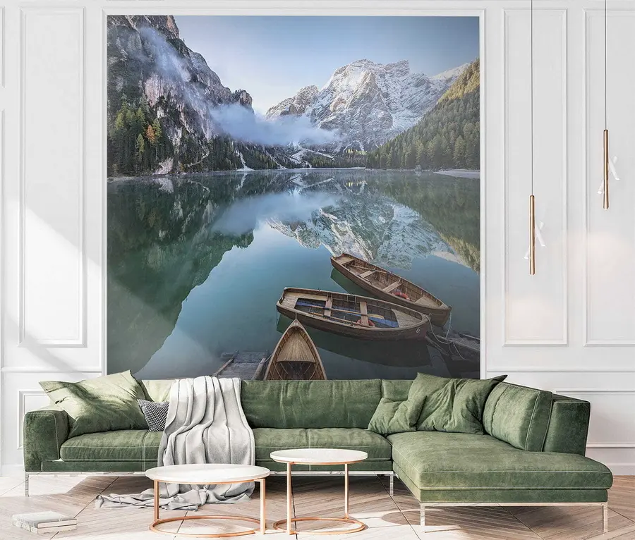 Fototapet Landskap med båtar u44826