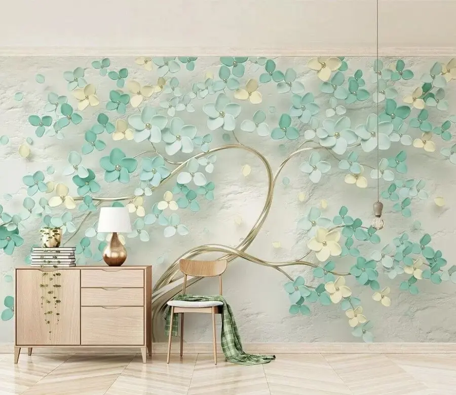 Fototapet Träd med blå blommor u52550