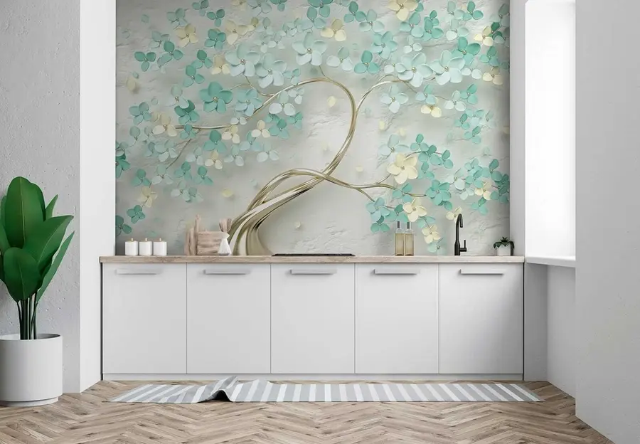 Fototapet Träd med blå blommor u52550