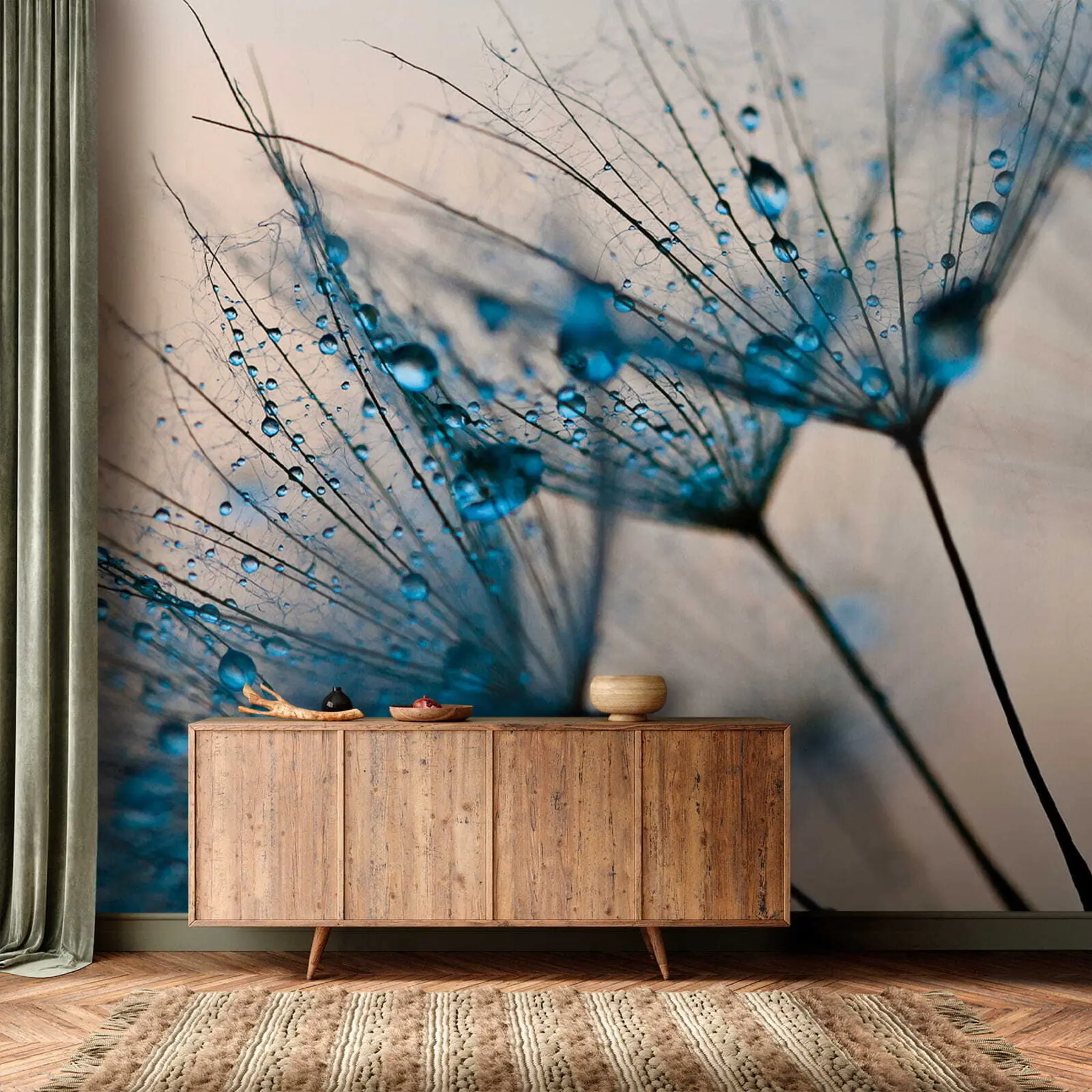 Fototapet Maskrosor med droppar vatten u57557