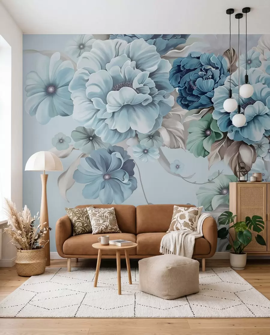 Fototapet Delikat blå blommor u59900