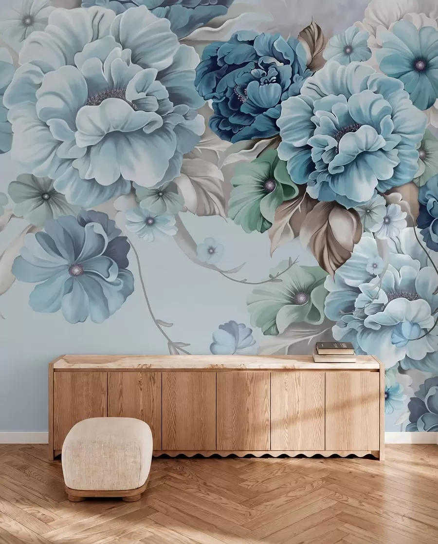 Fototapet Delikat blå blommor u59900