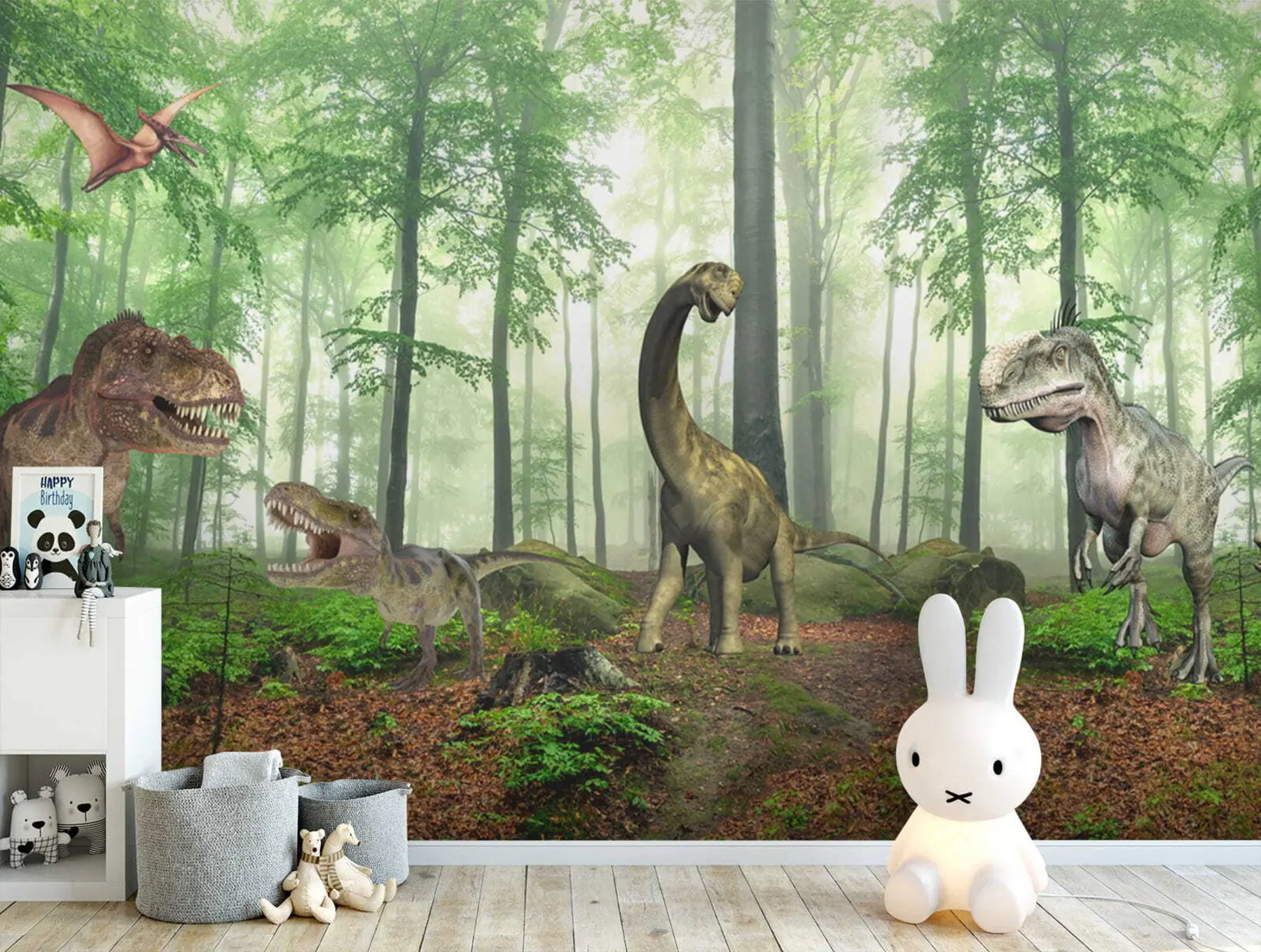 Fototapet Dinosaurier i skogen u60039