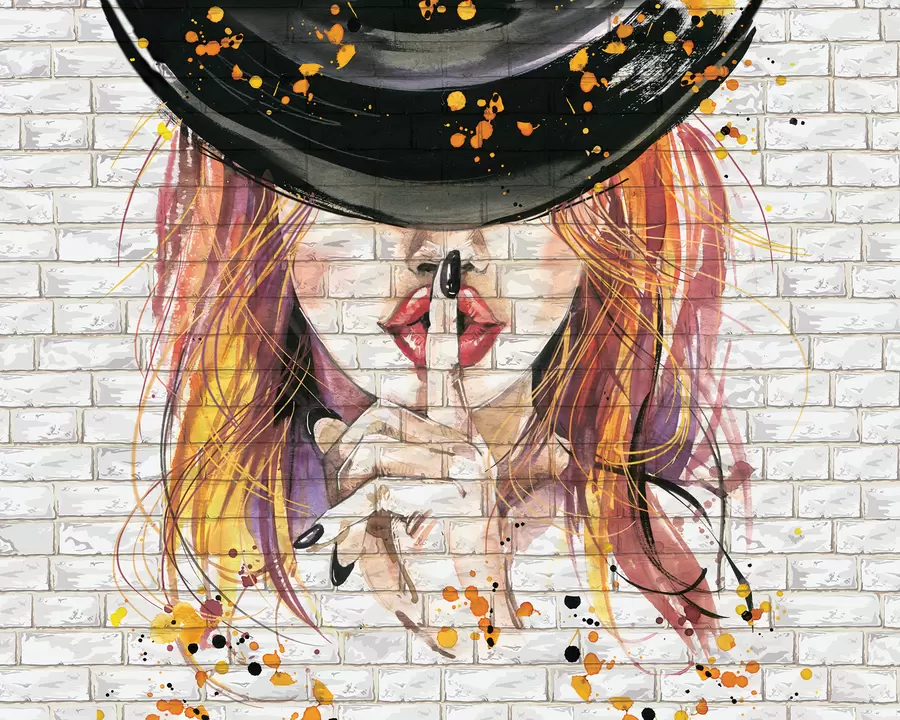 Fototapet Flicka med akvareller u67648