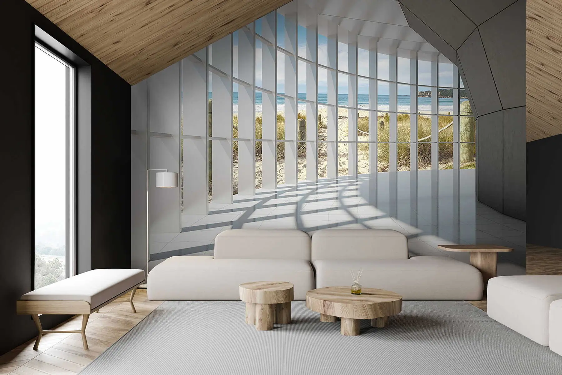 Fototapet 3D-korridor med havsutsikt u70513