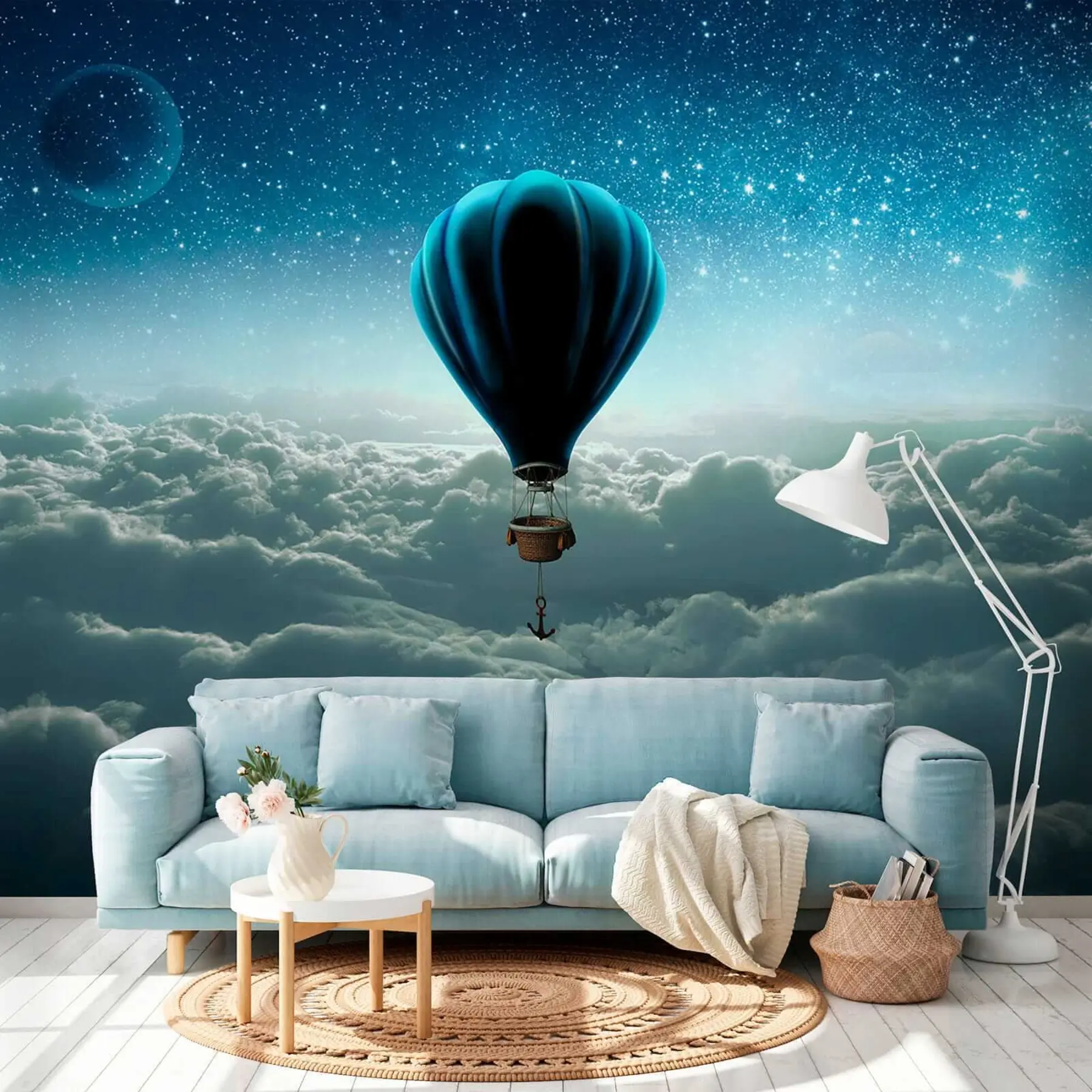 Fototapet Luftballong på bakgrunden av natthimlen u70538