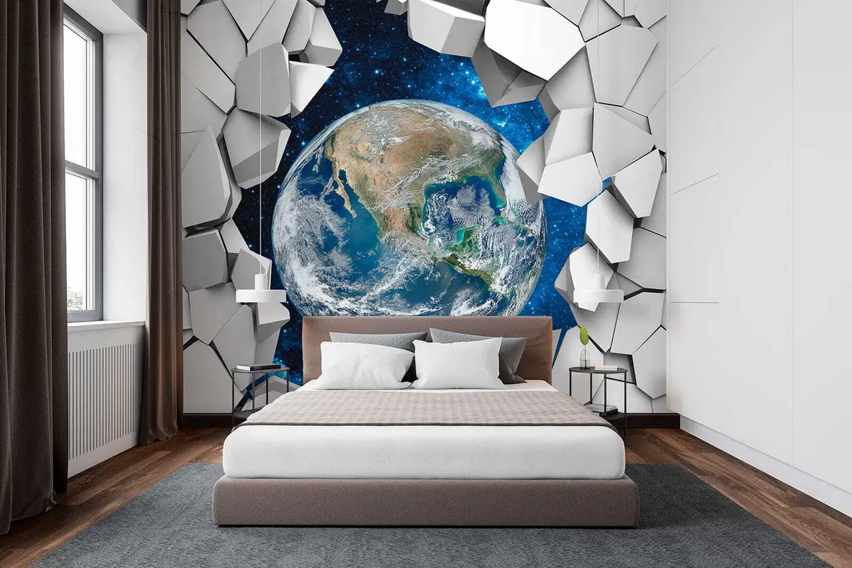 Fototapet 3D-vägg och planet u77808