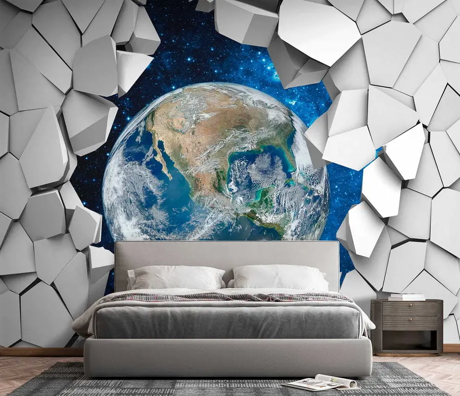 Fototapet 3D-vägg och planet u77808