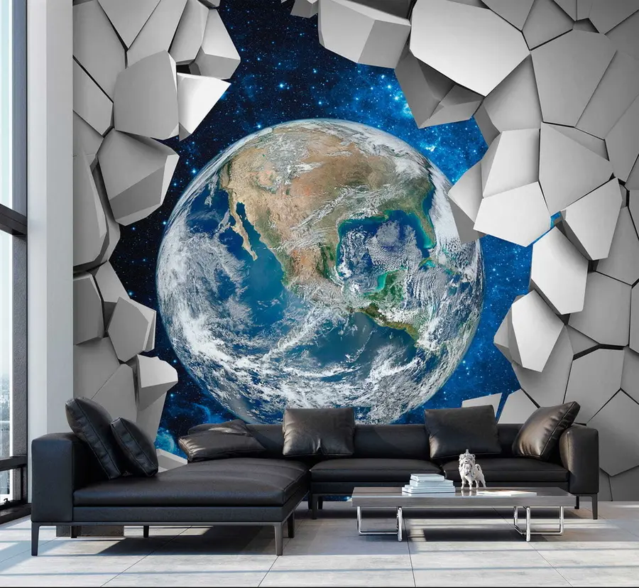 Fototapet 3D-vägg och planet u77808
