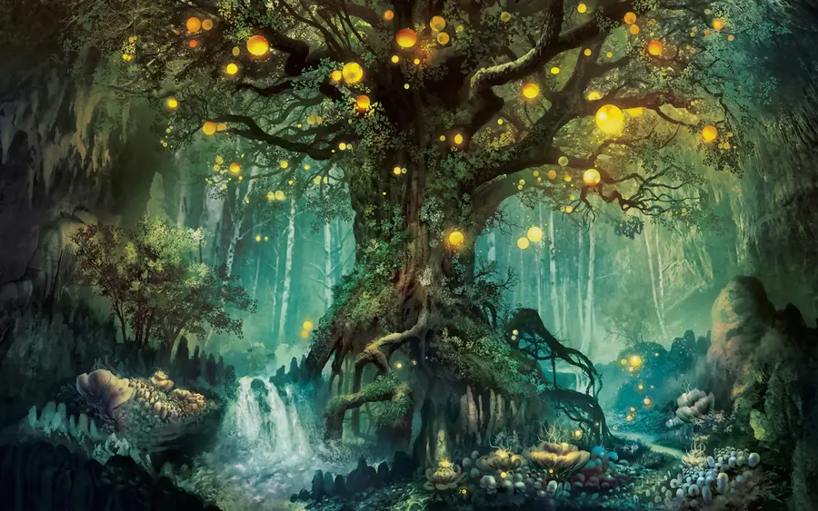 Fototapet Utstrålningen av ett träd u79589