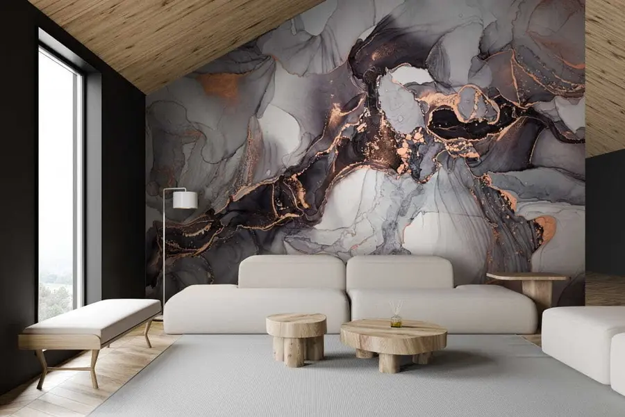 Fototapet Flytande konst abstrakt konst i mörka nyanser u70766