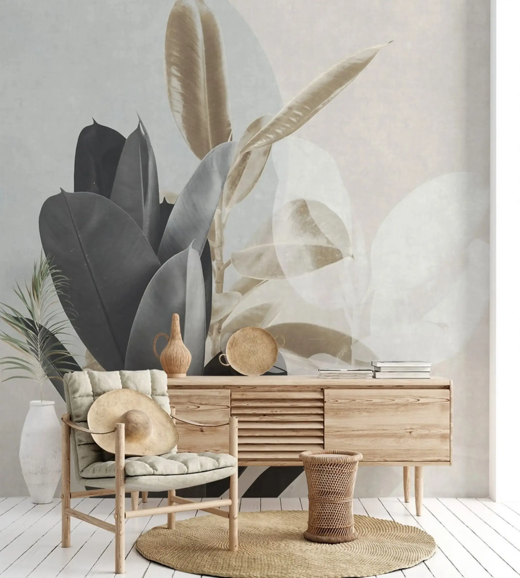 Fototapet Ficus på grunge vägg bakgrund u71334