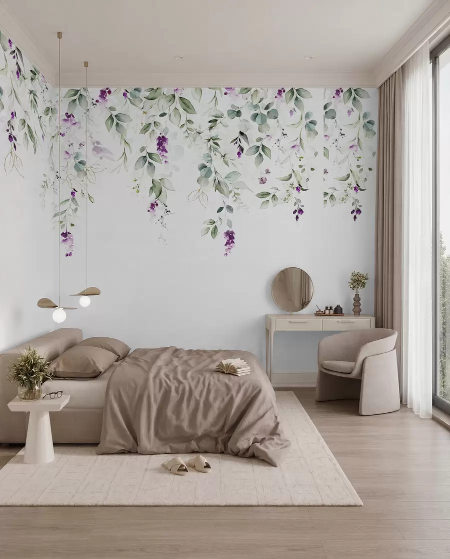 Fototapet akvarellkomposition med lavendelblommor u99687