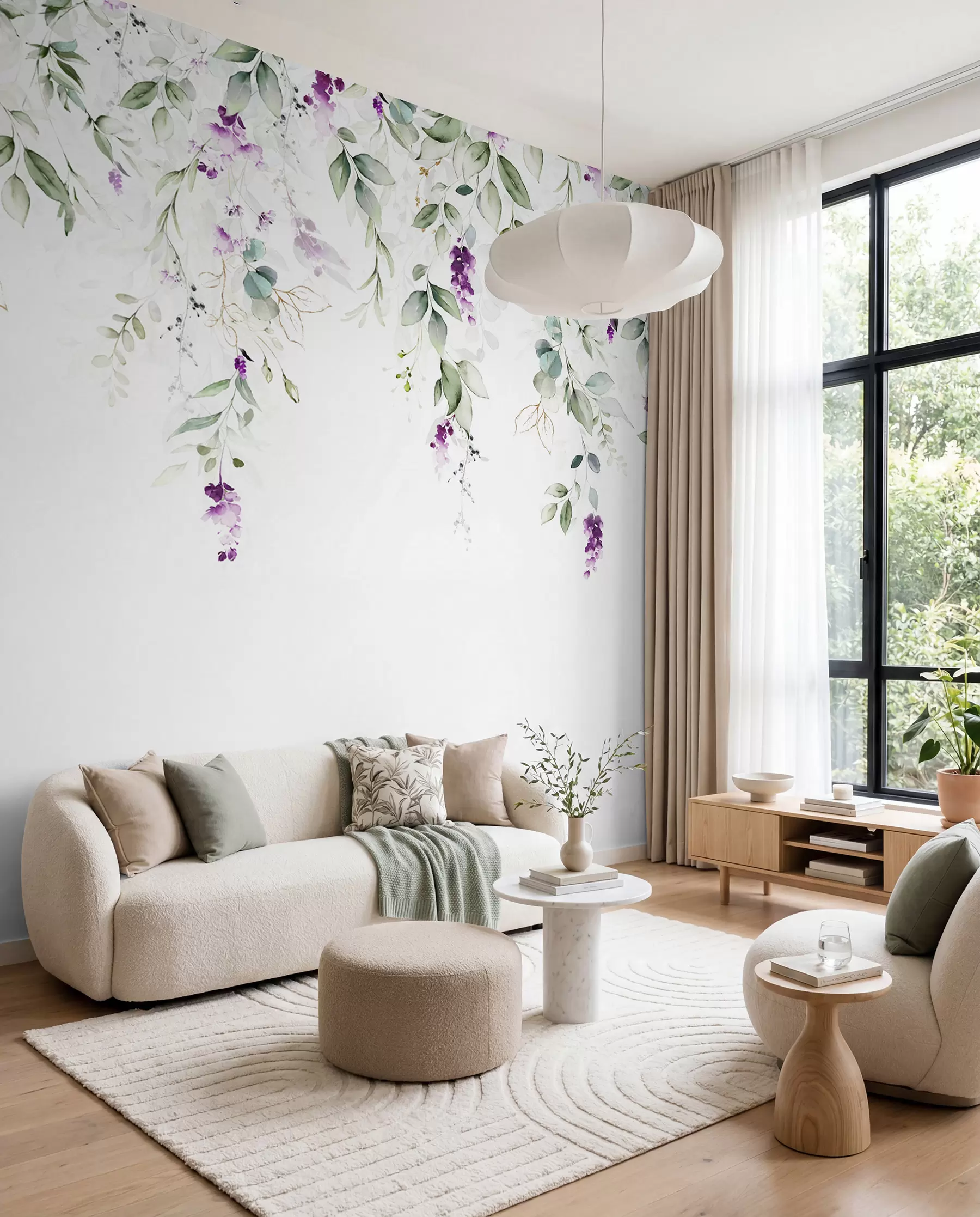Fototapet akvarellkomposition med lavendelblommor u99687
