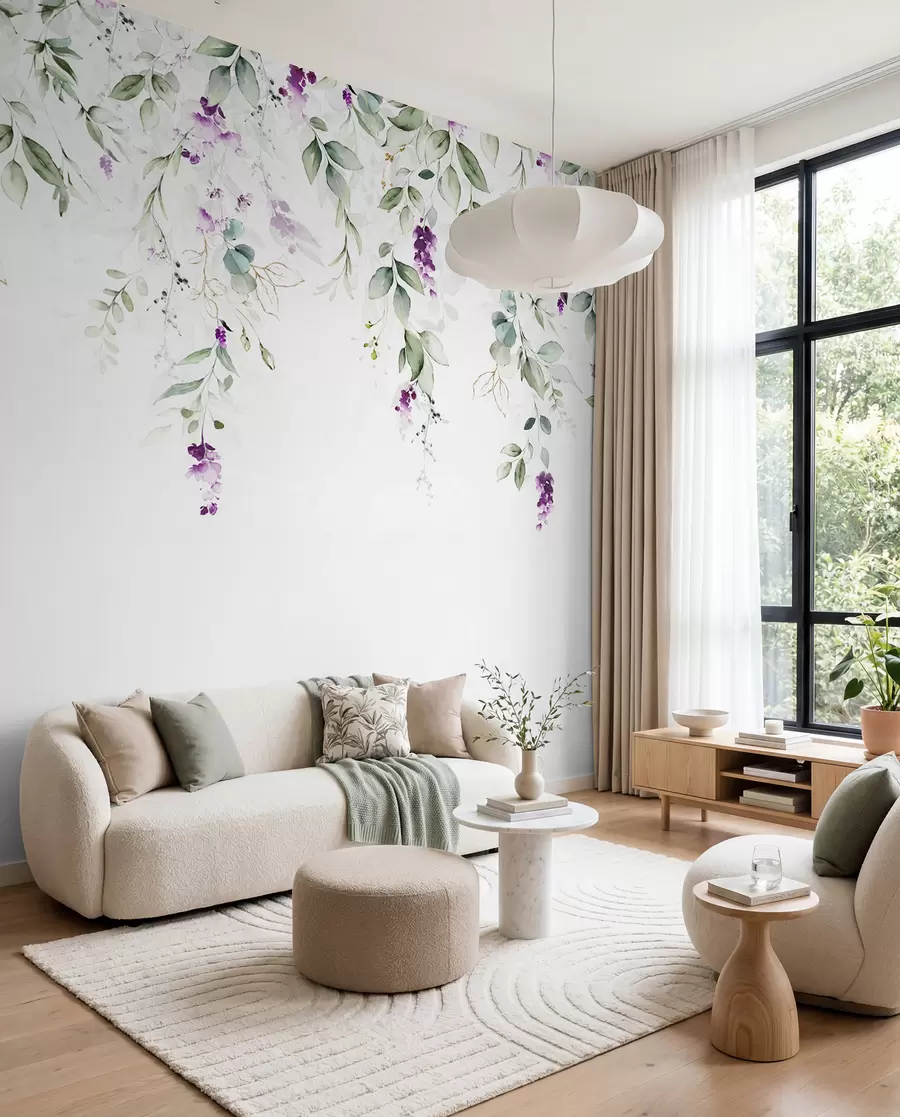 Fototapet akvarellkomposition med lavendelblommor u99687
