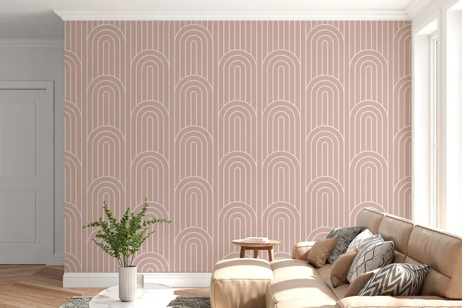 Fototapet Geometriska grafiska bågar är den nya beige boho-trenden w00137v3
