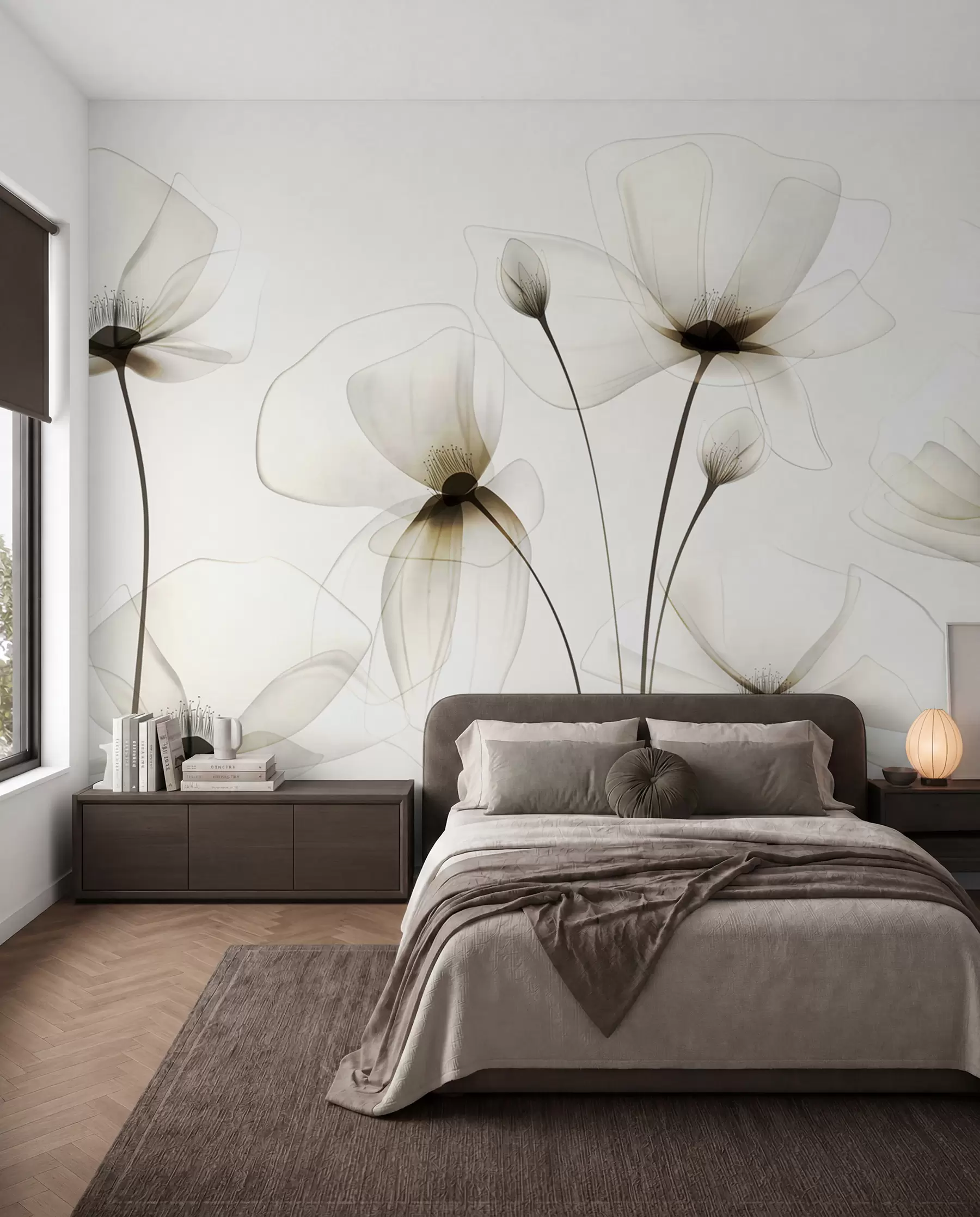 Fototapet Transparenta blommor i akvarell w00143