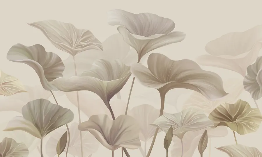 Fototapet Underbara stora blad i beige färg w00385v3