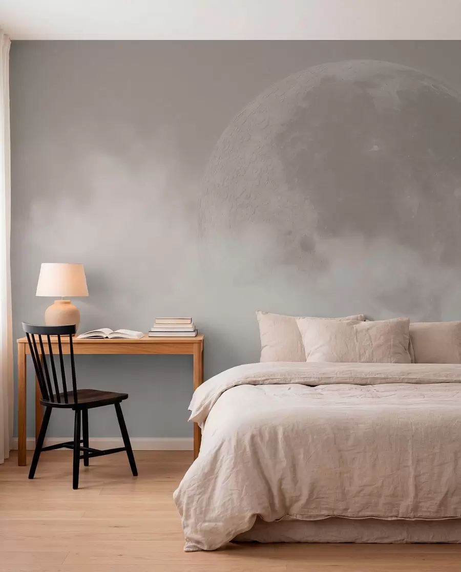 Fototapet Stor måne bland molnen av beige färg loft stil w00548