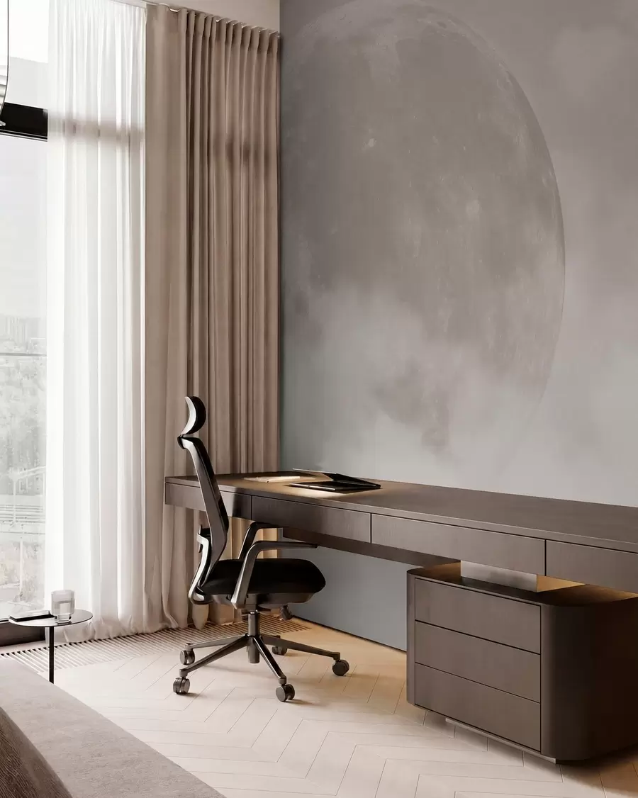 Fototapet Stor måne bland molnen av beige färg loft stil w00548