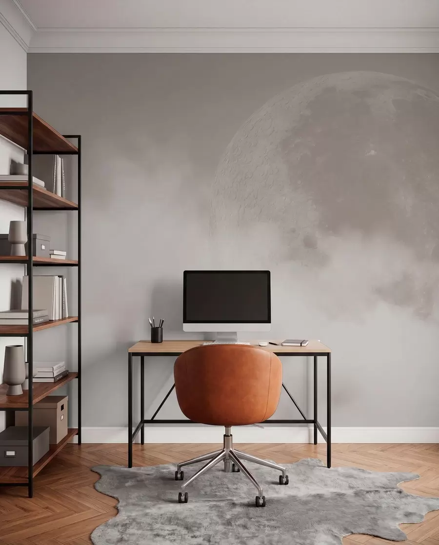 Fototapet Stor måne bland molnen av beige färg loft stil w00548