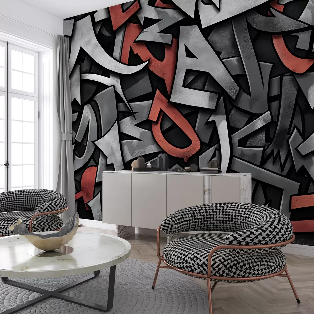 Fototapet Graffiti versaler i röd färg w01186v2