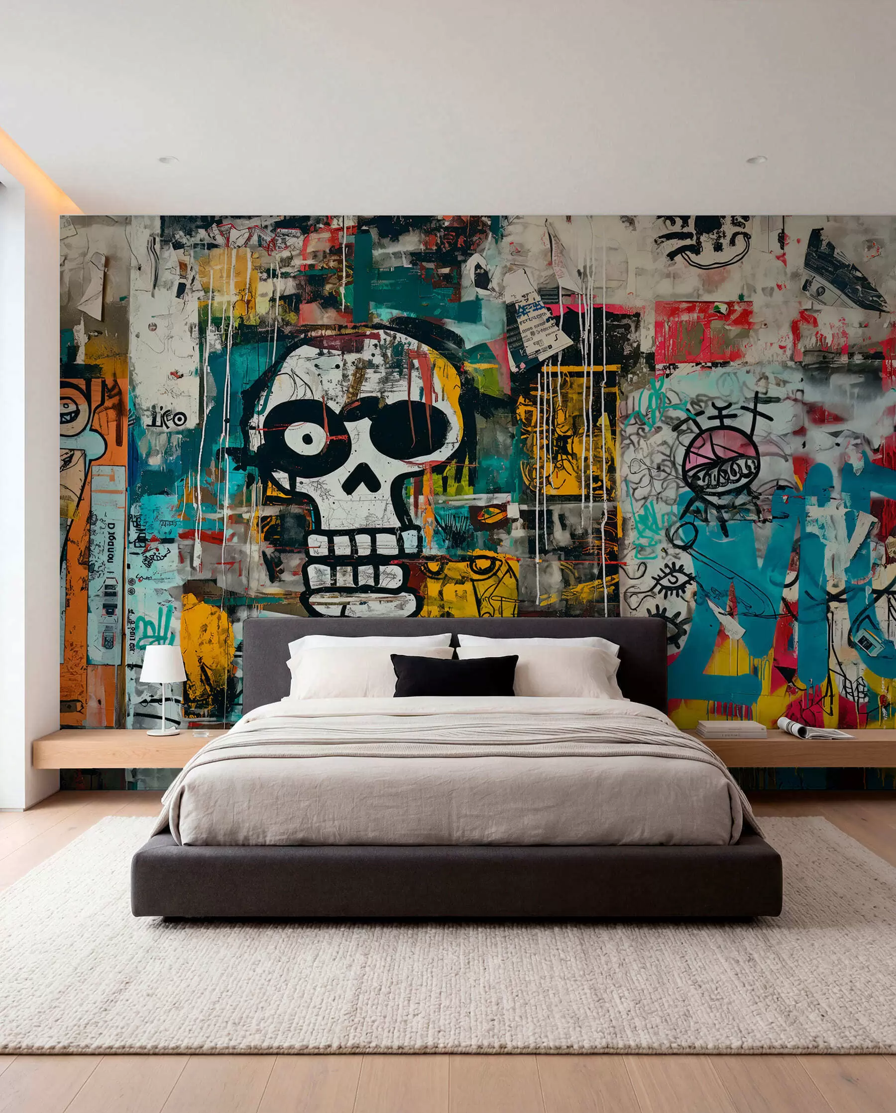 Fototapet Färgglad graffiti i Basquiat-stil w01187