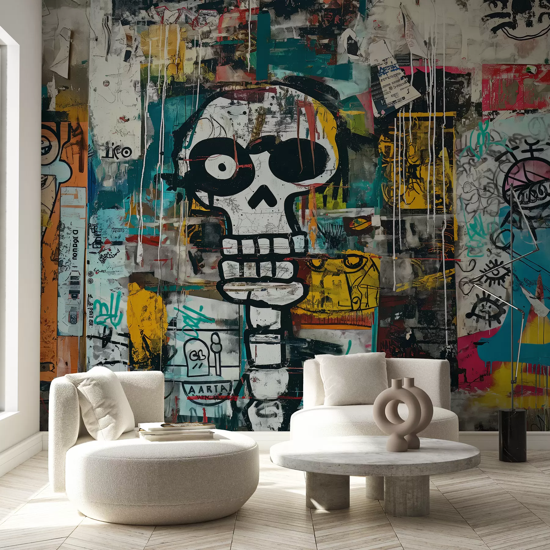 Fototapet Färgglad graffiti i Basquiat-stil w01187