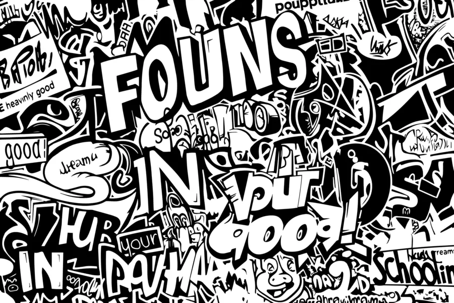 Fototapet Svart och vit graffiti w01190