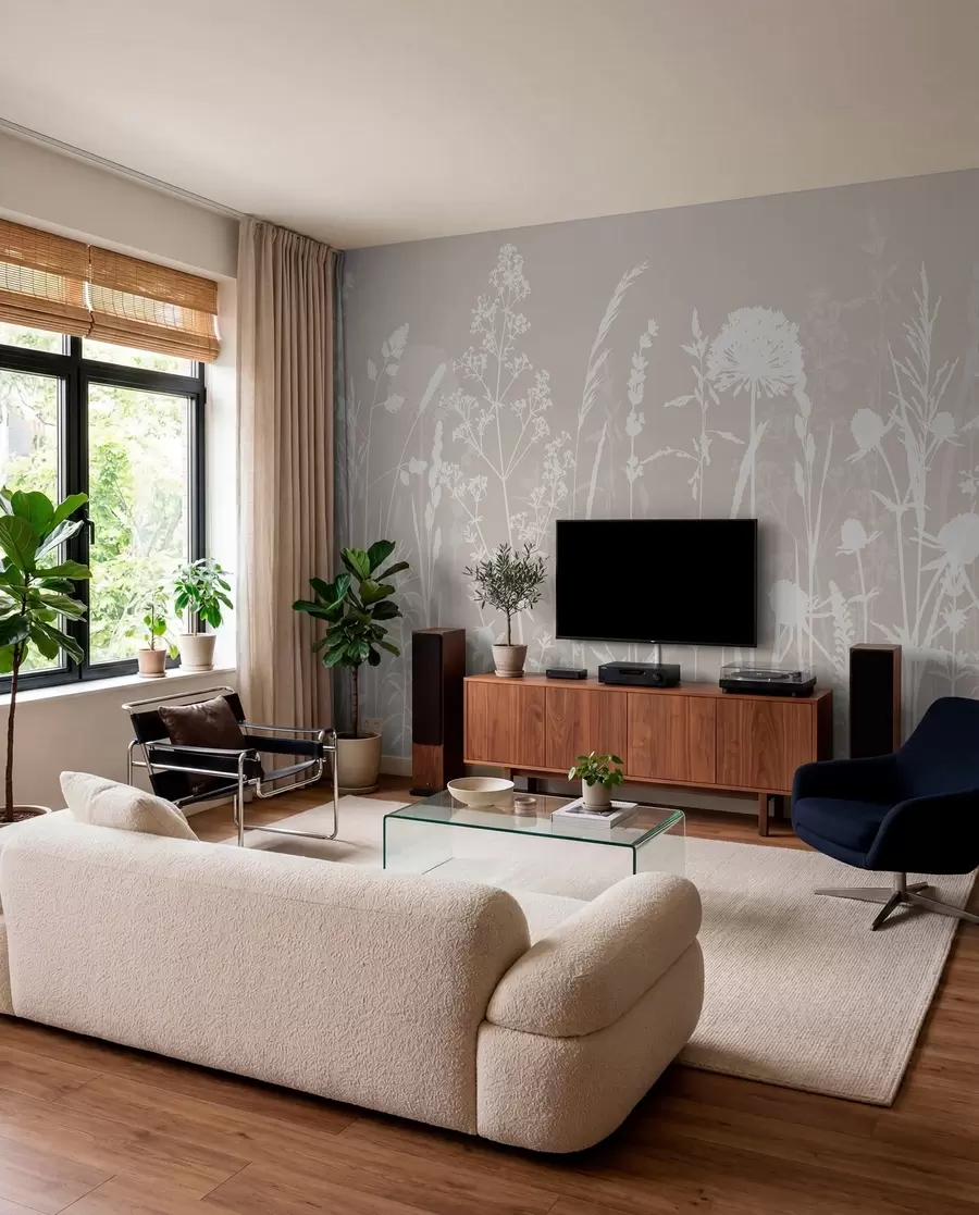 Fototapet Mild fältväxter och blommor minimalism w01270